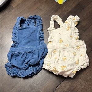 Cat & Jack Blue and Cream Ruffled Bodysuits